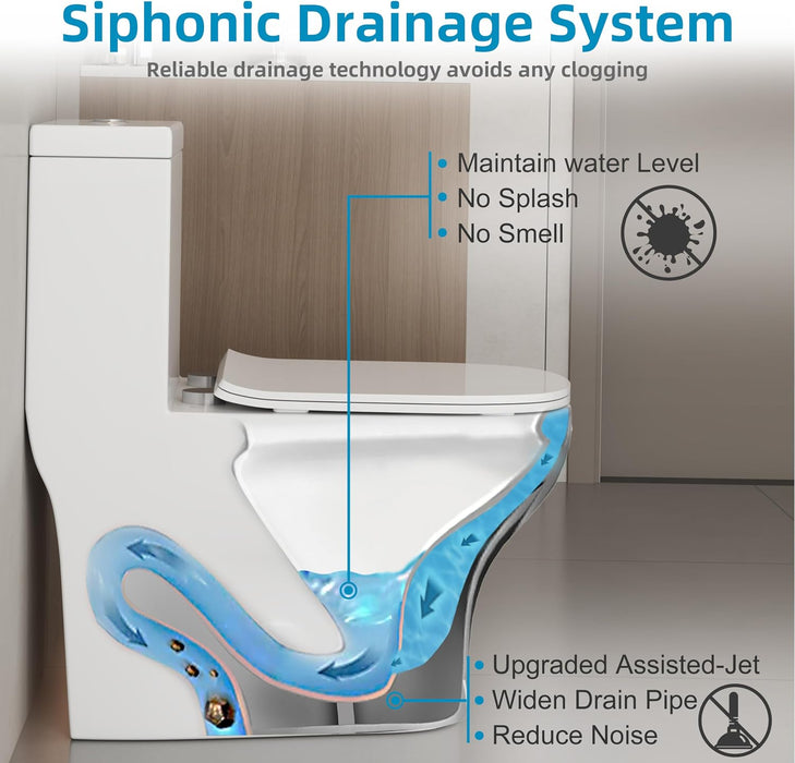 28 Inch Siphonic one-piece toilet 4.8 Litre 28-1/2’‘*15-1/8’‘*28-3/4’‘ KDK-A12