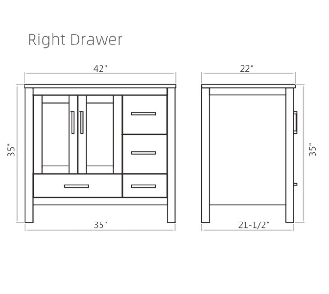 36/42 Inch Freestanding Solid Wood Bathroom Vanity with Ceramic Top V2201-LD/RD