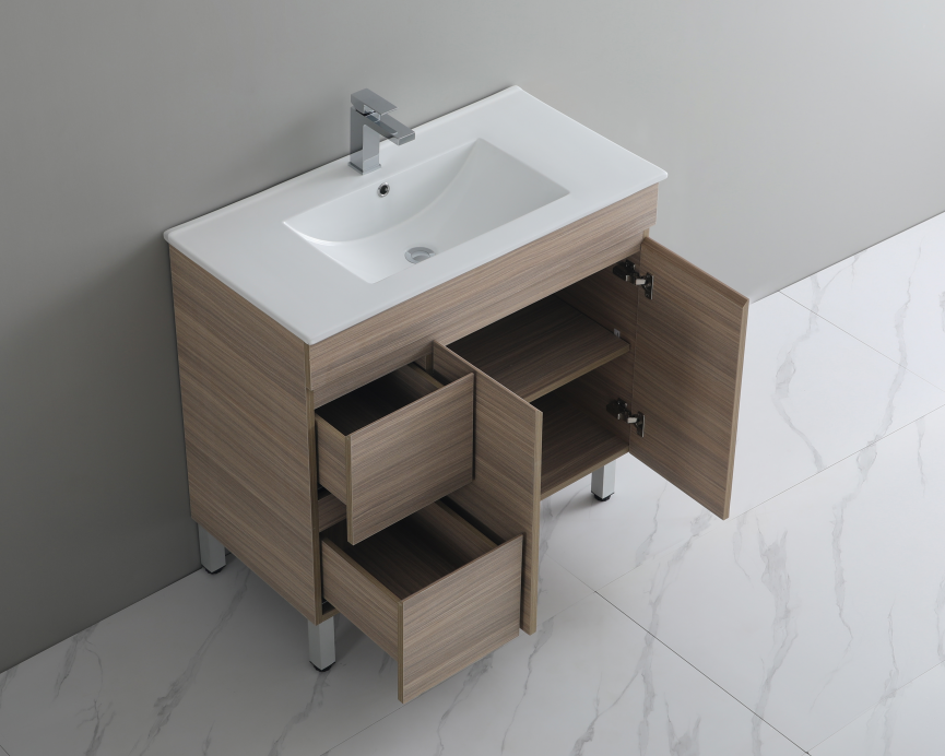 36 Inch PVC Bathroom Vanity With Ceramic Top and Legs 35.5*18*34.6 NW36L/R-LG