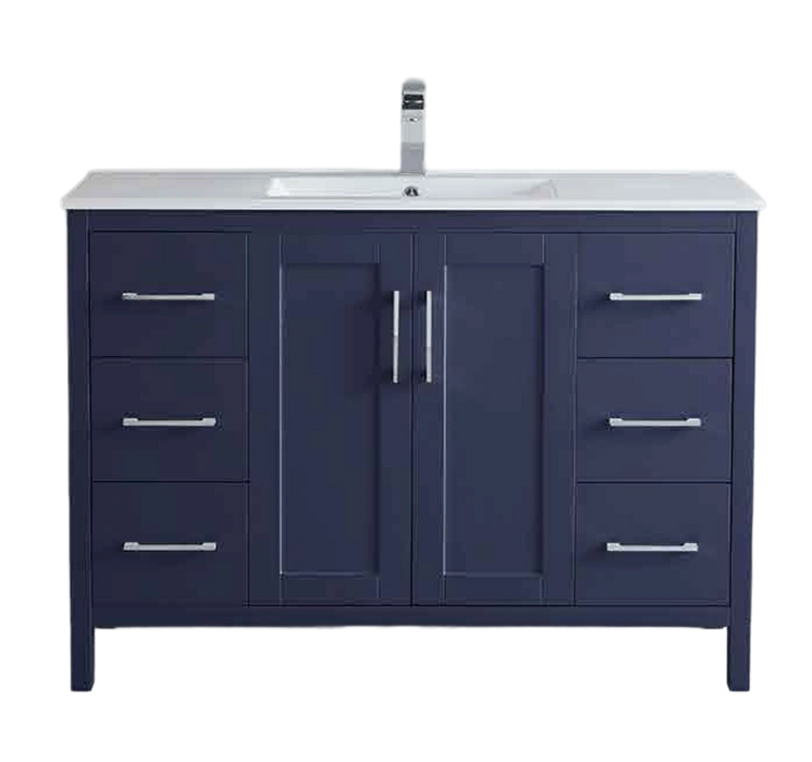 P1801-48-DB PVC Bathroom Vanity With Ceramic Top and Legs 48''*18''*33.5''