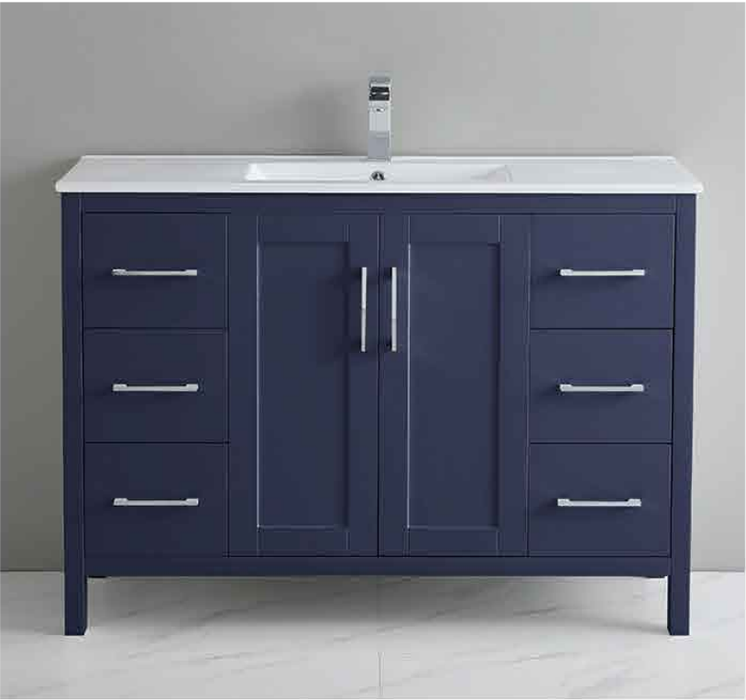 P1801-48-DB PVC Bathroom Vanity With Ceramic Top and Legs 48''*18''*33.5''