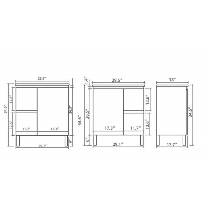 PVC Bathroom Vanity With Ceramic Top and Legs 29.5"x18"x34.6"