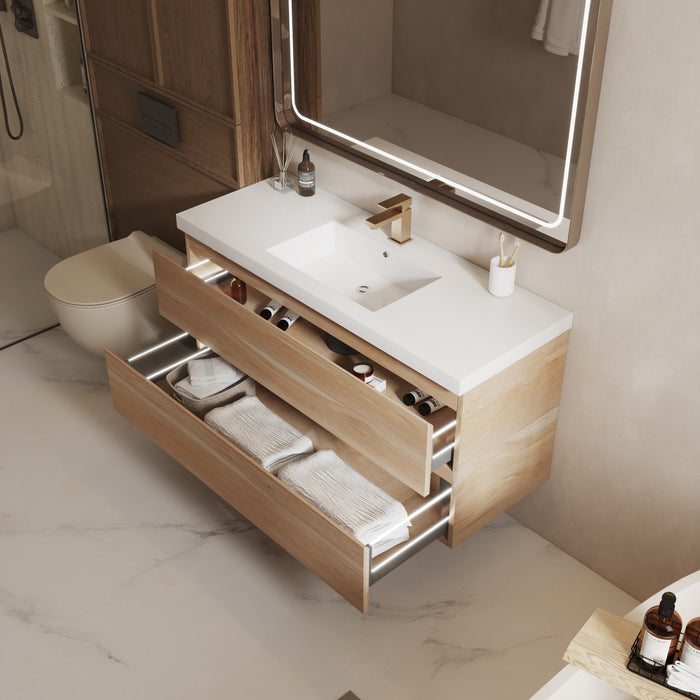 UMV-NW48 PVC Floating Bathroom Vanity With Stone Top 47‘’*18‘’*22‘’