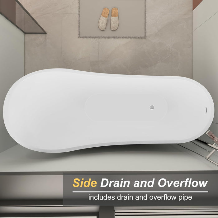 Matte Black Slipper Style Acrylic Freestanding Bathtub, Integrated Overflow and Drain, cUPC Certified KBT-8