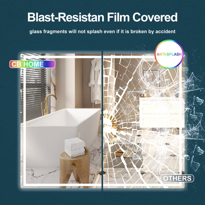 LED Backlit Bathroom Mirror – Anti-Fog, 3CCT Lighting (24"–72") KDK-AW