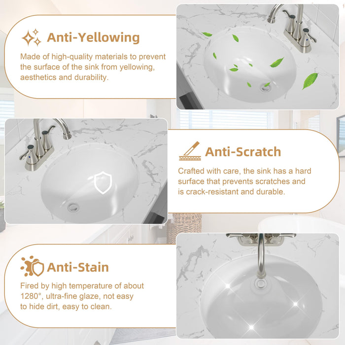 20 Inch Undermount Ceramic Rough Bathroom Sink KDK-B04