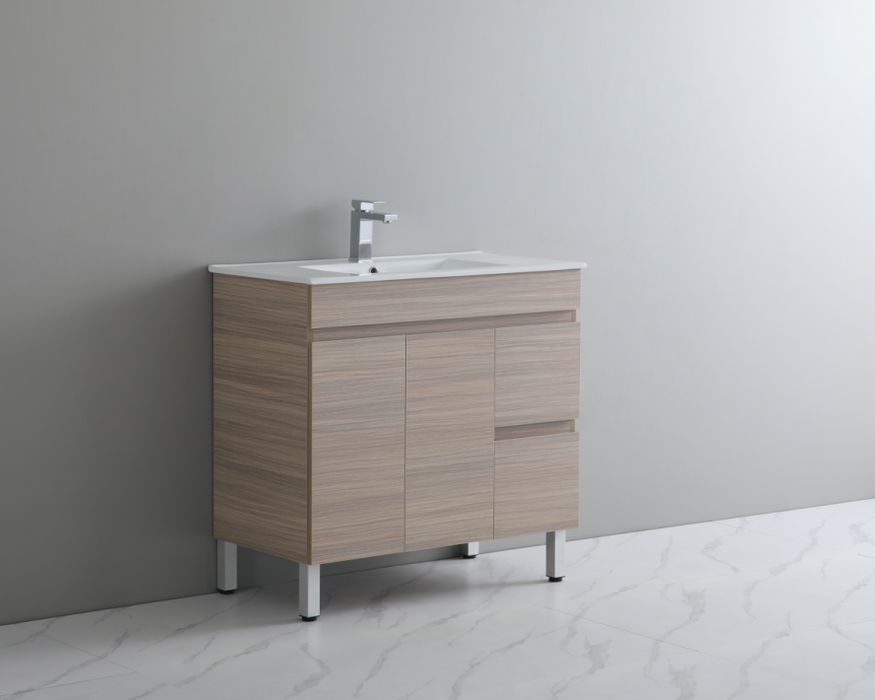 36 Inch PVC Bathroom Vanity With Ceramic Top and Legs 35.5*18*34.6 NW36L/R-LG