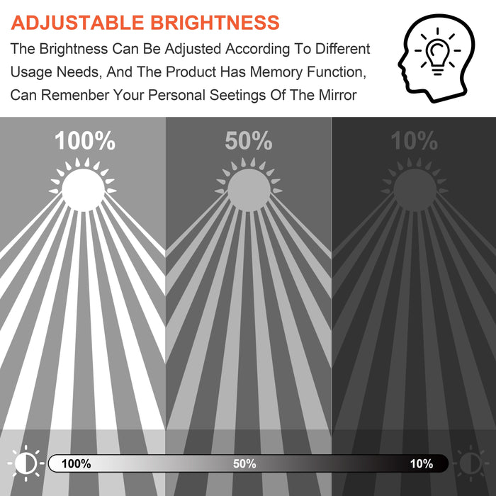 LED Backlit Bathroom Mirror – Anti-Fog, 3CCT Lighting (24"–72") KDK-AW