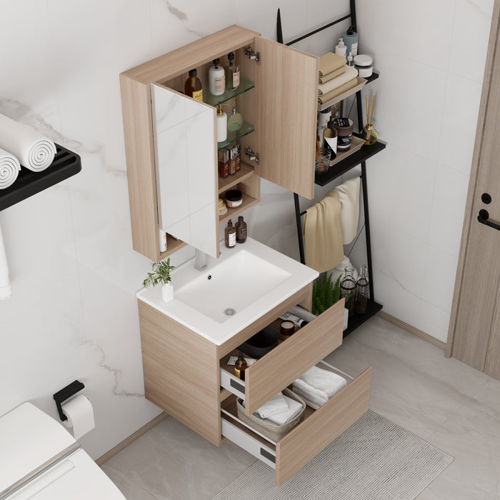 OAK-600 PVC Single Bathroom Vanity With Ceramic Top