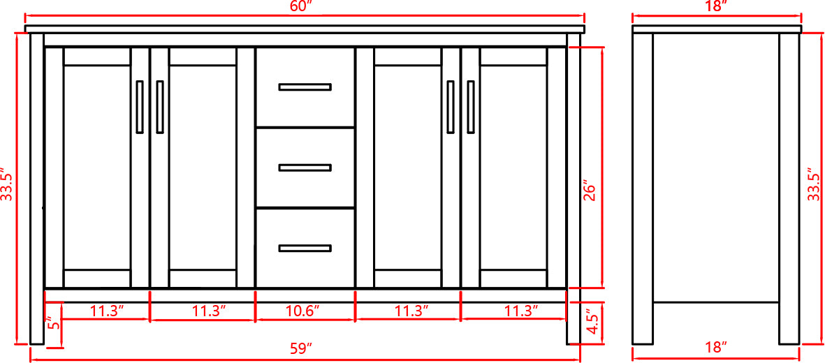 P1801-D60-DB PVC Bathroom Vanity With Stone Top 60"*18"*33.5"