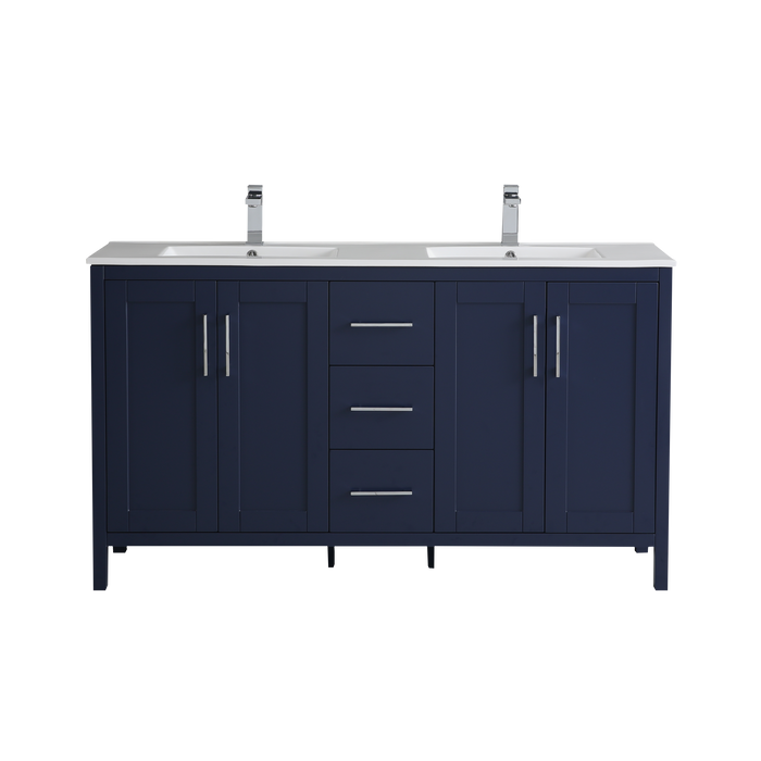 P1801-D60-DB PVC Bathroom Vanity With Stone Top 60"*18"*33.5"