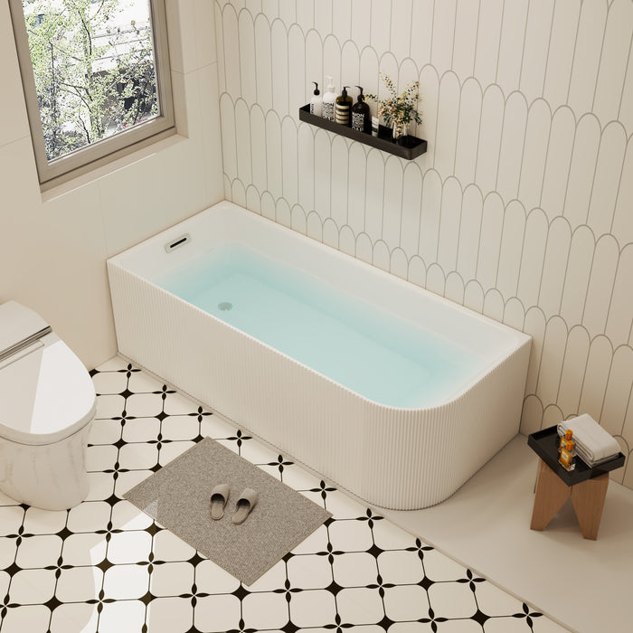 59/67 Inch Wave Style Left Hand Drain, Corner Acrylic Freestanding Bathtub&Overflow, cUPC Certified KBT-6LW