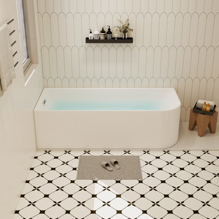 59/67 Inch Wave Style Left Hand Drain, Corner Acrylic Freestanding Bathtub&Overflow, cUPC Certified KBT-6LW