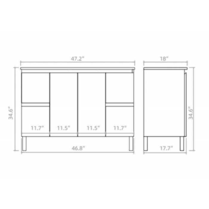 PVC Bathroom Vanity With Ceramic Top and Legs 35.5"x18"x34.6"