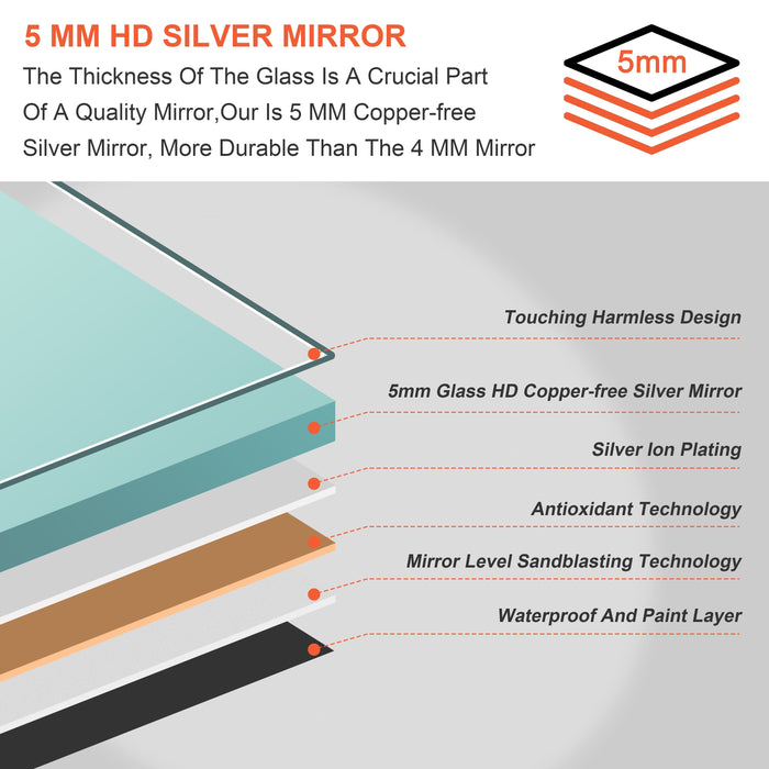 LED Backlit Bathroom Mirror – Anti-Fog, 3CCT Lighting (24"–72") KDK-AW