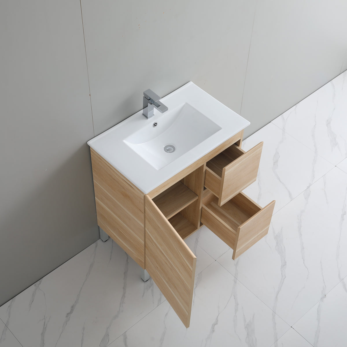 PVC Bathroom Vanity With Ceramic Top and Legs 29.5