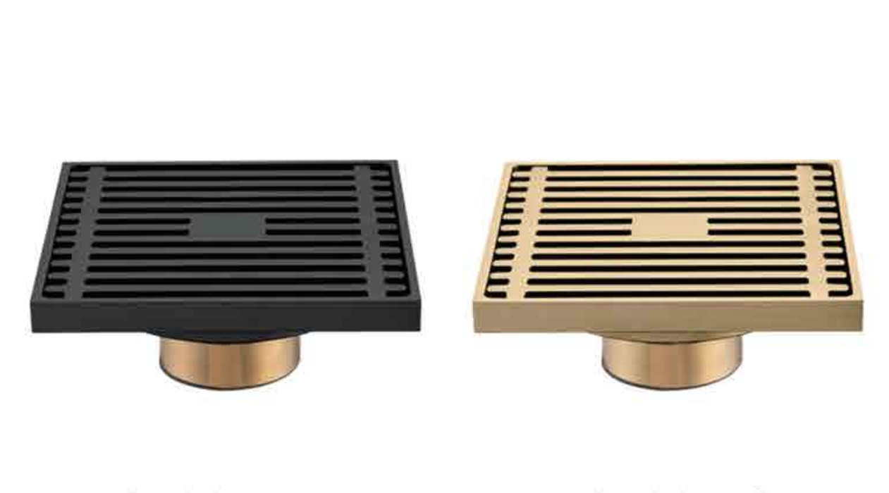 F8102 Floor Drain, Contemporary 4 inches Square, with Removable Strainer