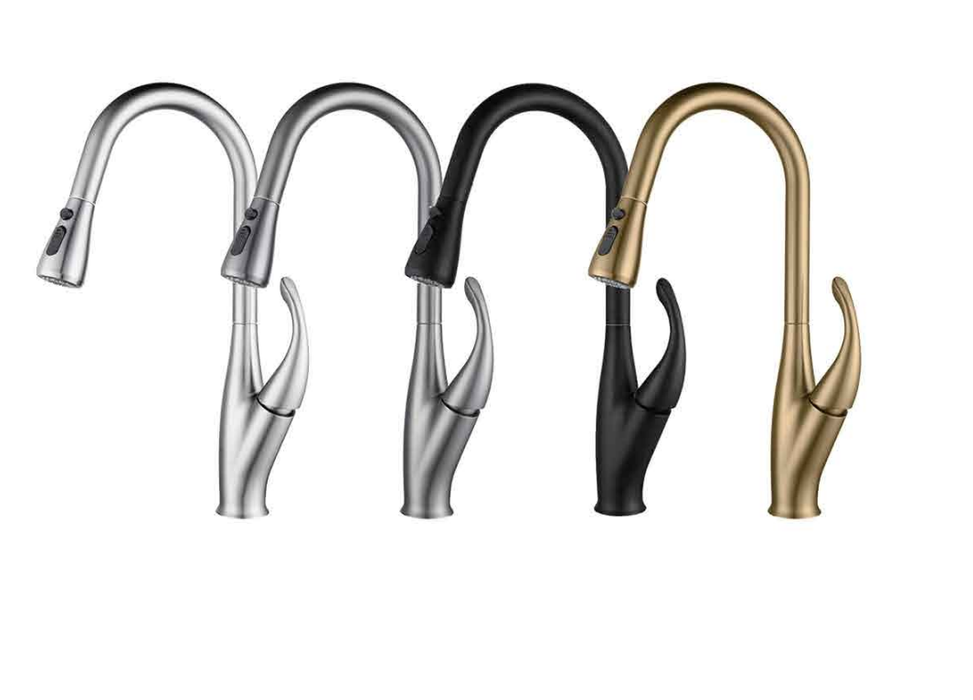 F97 Kitchen Faucets with Pull Down Sprayer, High Arc Single Handle Stainless Steel Commercial 1 or 3 Hole Kitchen Sink Faucet for Farmhouse Camper Laundry RV Bar