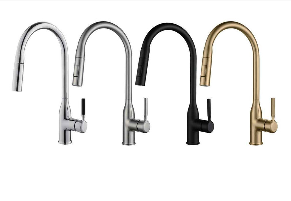 F98 Kitchen Sink Faucet, Single Handle Pull Down Matte Black Kitchen Faucet with Sprayer