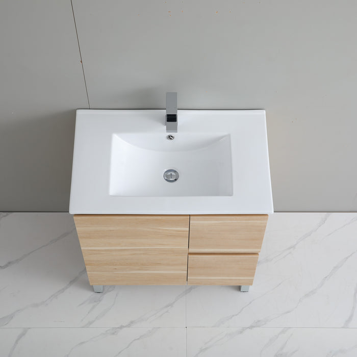 PVC Bathroom Vanity With Ceramic Top and Legs 29.5"x18"x34.6"