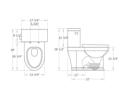A01 Siphonic one-piece toilet 4.8 Litre 28"*17-3/4"*28-1/2"