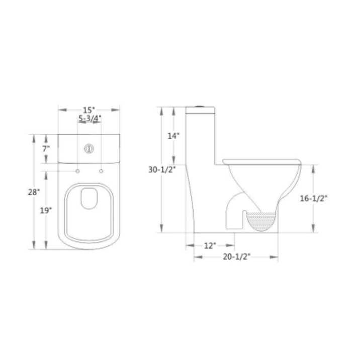 A03 Siphonic one-piece toilet 4.8/4.2 Litre 28"*15"*30-1/2"