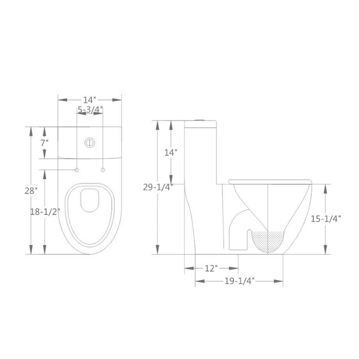 A04 Siphonic one-piece toilet 4.8/4.2 Litre  28"*14"*29-1/4"