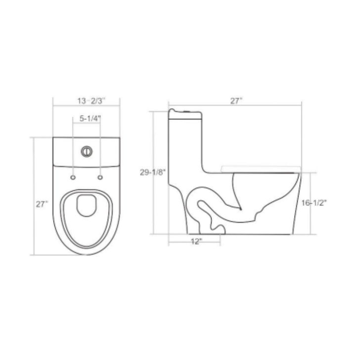 A10 Siphonic one-piece toilet 6/4.2 Litre 27"*13-2/3"*29-1/8"