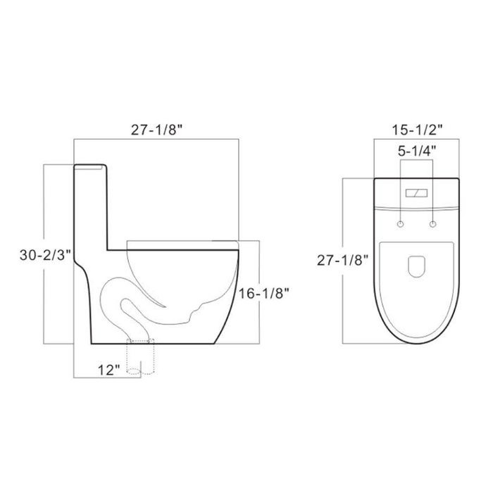 A11 Siphonic one-piece toilet 4.8 Litre 27-1/8’‘*15-1/2’‘*30-2/3’‘