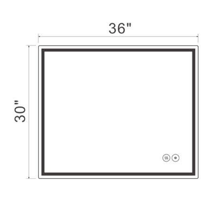 AT3630 LED Backlit Mirror ON/OFF+3CCT+Anti-Fog 36‘’*30‘’