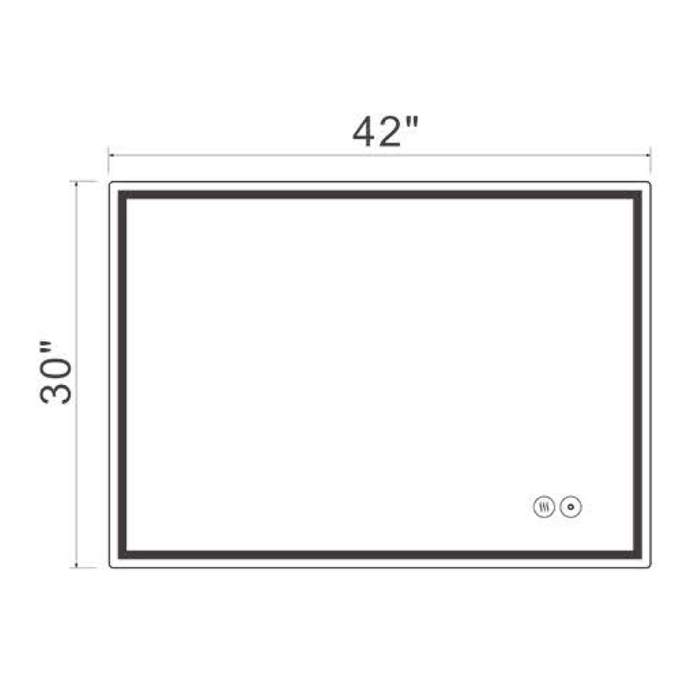 AT4230 LED Backlit Mirror ON/OFF+3CCT+Anti-Fog 42‘’*30‘’
