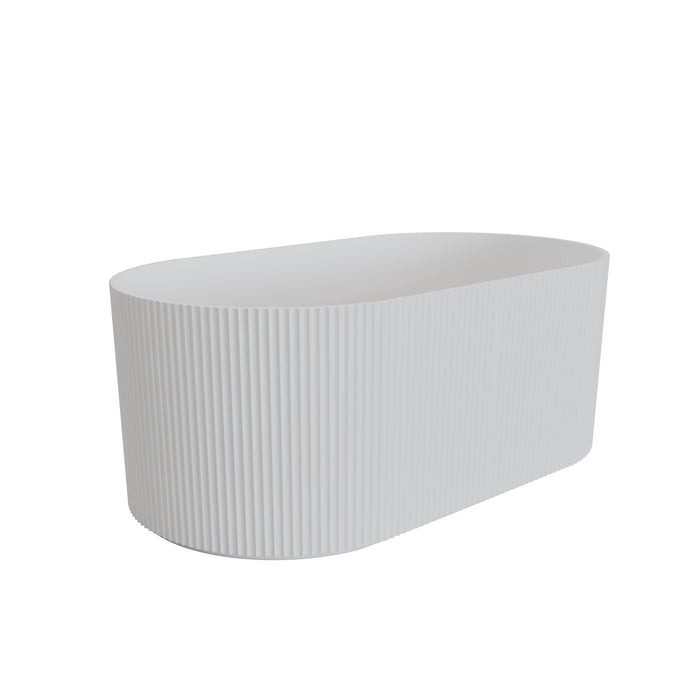 Ronelle Fluted Oval Freestanding Bathtub, Gloss/Matte White/Black, 1500/1700mm, Adjustable Legs, No Overflow