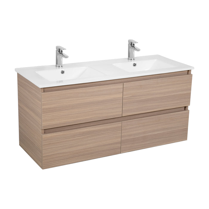 PVC Cabinet Bathroom Vanity With Ceramic Top 58-1/2"x18-1/8"x22"