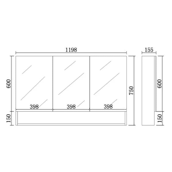 FLORENCE Mirror Shaving Cabinet – Matte Black / Matte White, Soft-Close, 600–1480mm FSV600/750/900/1200/1500