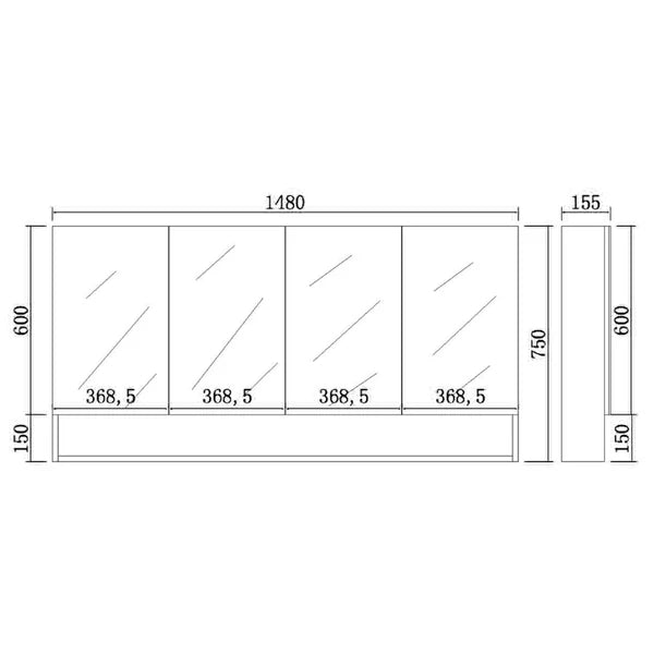 FLORENCE Mirror Shaving Cabinet – Matte Black / Matte White, Soft-Close, 600–1480mm FSV600/750/900/1200/1500