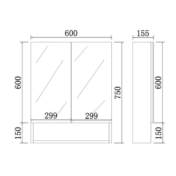 FLORENCE Mirror Shaving Cabinet – Matte Black / Matte White, Soft-Close, 600–1480mm FSV600/750/900/1200/1500