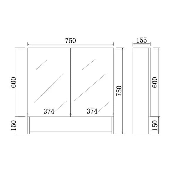 FLORENCE Mirror Shaving Cabinet – Matte Black / Matte White, Soft-Close, 600–1480mm FSV600/750/900/1200/1500