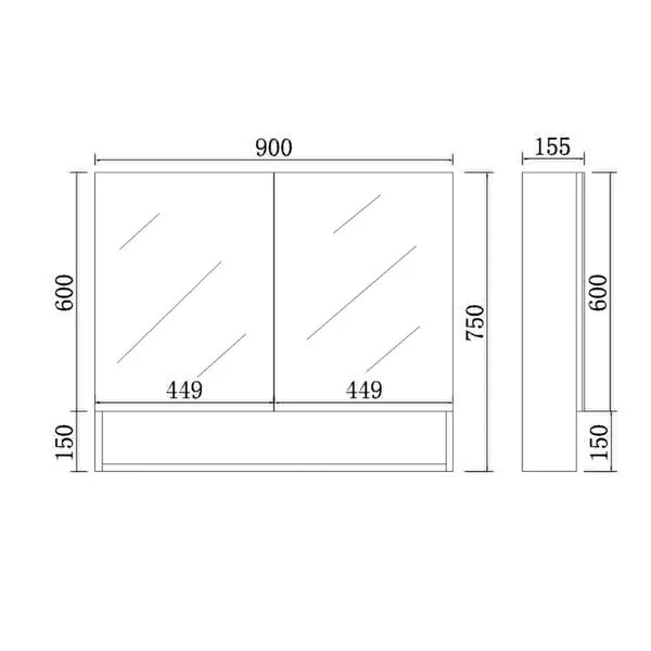 FLORENCE Mirror Shaving Cabinet – Matte Black / Matte White, Soft-Close, 600–1480mm FSV600/750/900/1200/1500