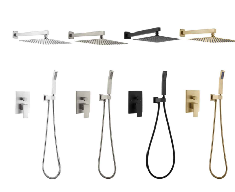 10 Inch Rainfall Shower System Rainfall Showerhead and Handheld Set Wall-Mounted Shower Complete Set Solid Brass Pressure-Balanced Shower Mixer KDK-F103