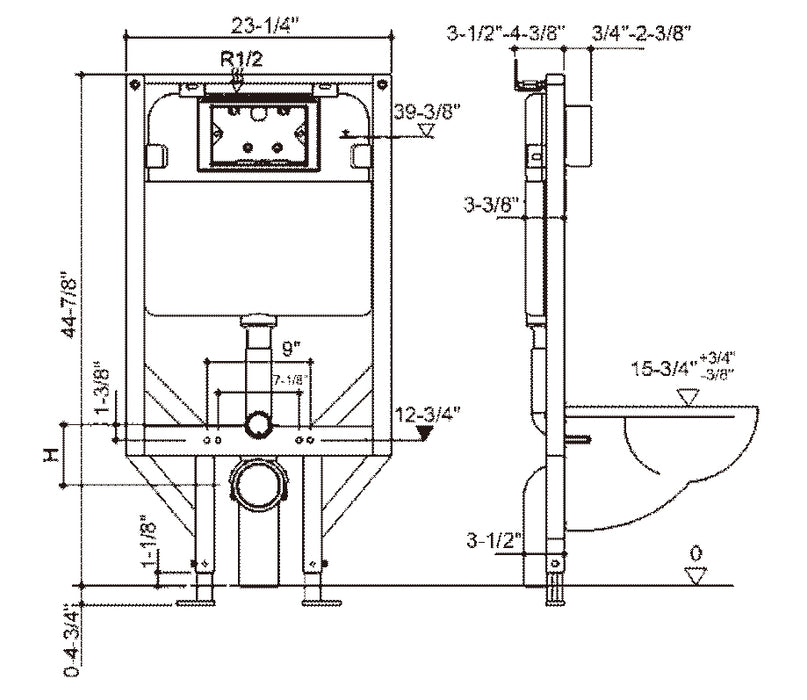 G300031 Two-Piece Toilet Dual Flush Wall Mount Toilet