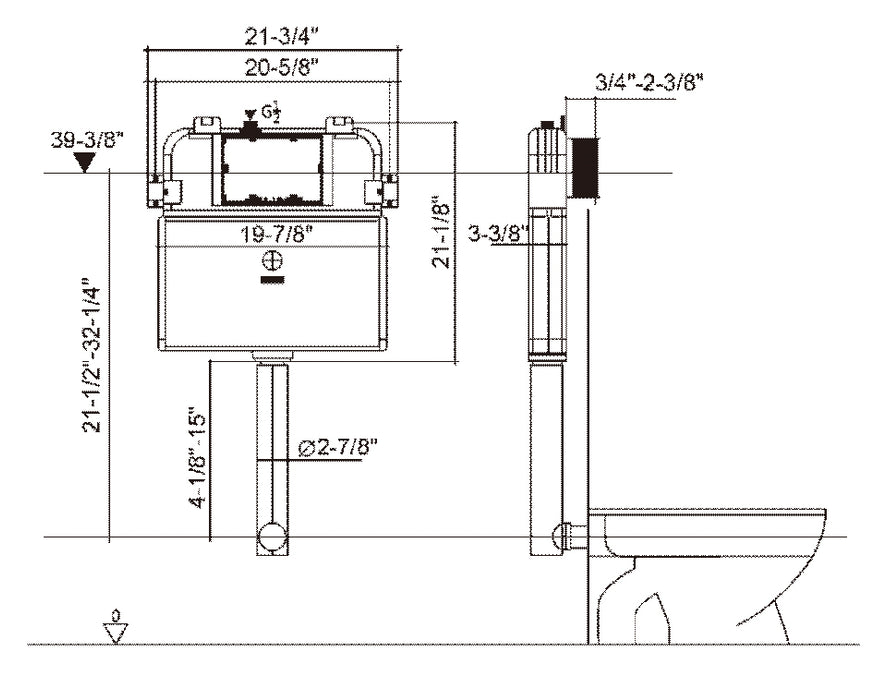 G300032 Two-Piece Toilet Dual Flush Wall Mount Toilet