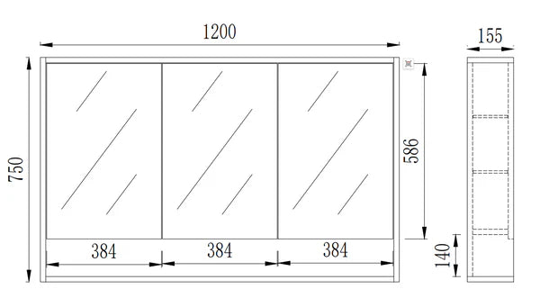 Classic Oak and Prime Oak Grace Mirror Cabinet – Soft-Close Doors, 2/3/4 Door, 600–1480mm GALSV600/750/900/1200
