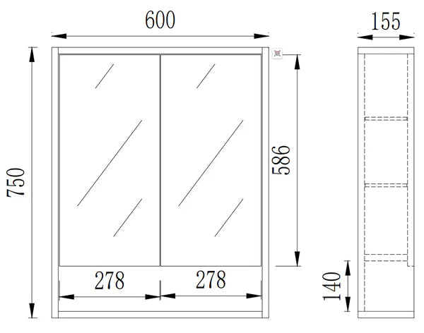 Classic Oak and Prime Oak Grace Mirror Cabinet – Soft-Close Doors, 2/3/4 Door, 600–1480mm GALSV600/750/900/1200