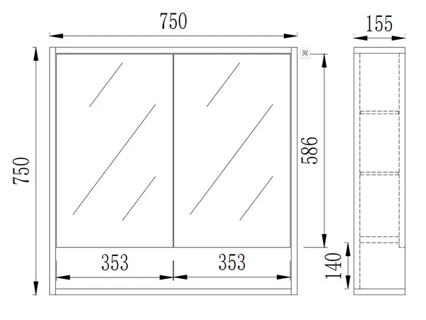 Classic Oak and Prime Oak Grace Mirror Cabinet – Soft-Close Doors, 2/3/4 Door, 600–1480mm GALSV600/750/900/1200