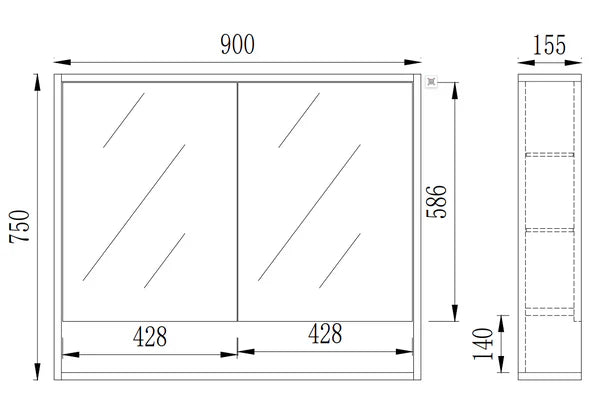 Classic Oak and Prime Oak Grace Mirror Cabinet – Soft-Close Doors, 2/3/4 Door, 600–1480mm GALSV600/750/900/1200