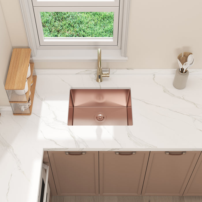 23 Inch Rosegold Single Bowl Stainless Steel Deep Sink 23*18*10 KDK-2318SR