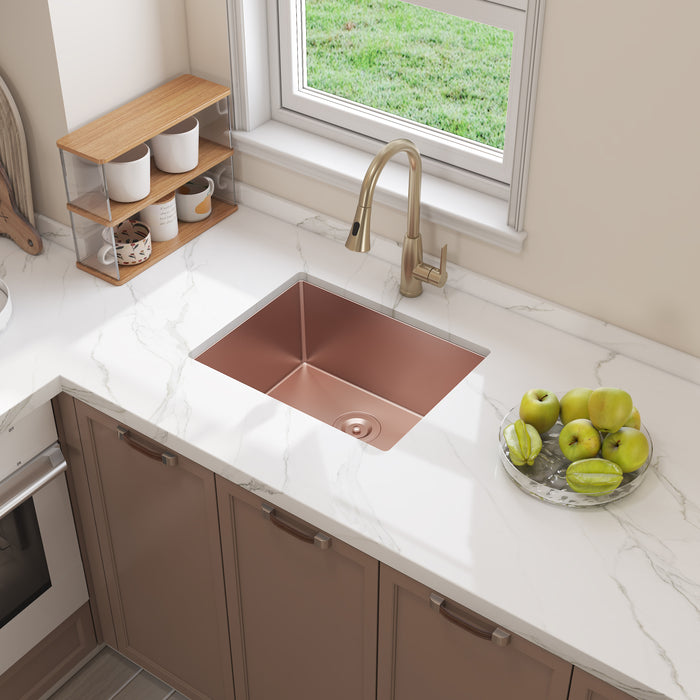 23 Inch Rosegold Single Bowl Stainless Steel Deep Sink 23*18*10 KDK-2318SR