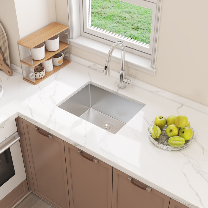 23 Inch Silver Single Bowl Stainless Steel Deep Sink 23*18*10 KDK-2318S