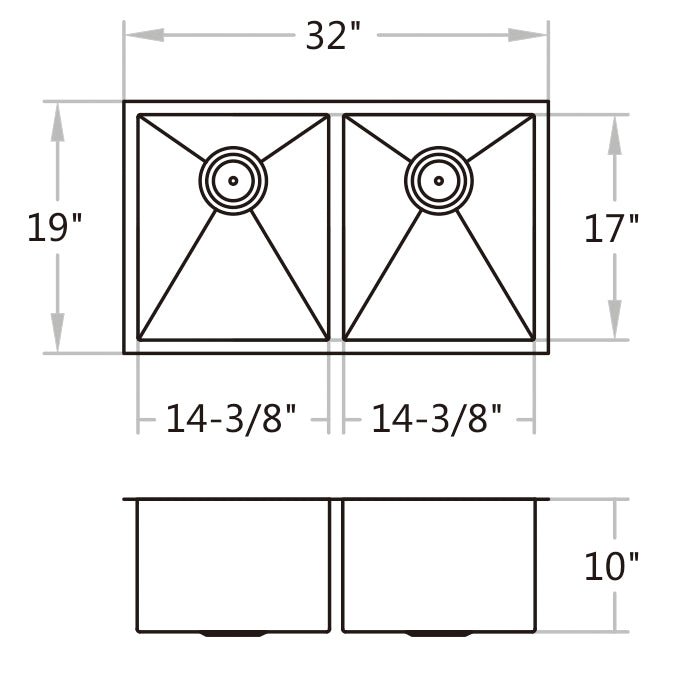 KDK-3219DG Undermount Single Bowl Stainless Steel Kitchen Sink 32‘’*19‘’*10‘’