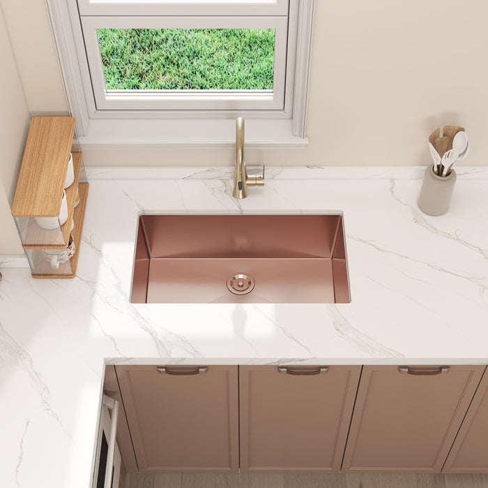 32'' Rosegold Undermount Single Bowl Stainless Steel Kitchen Sink 32*19*10 KDK-3219SR